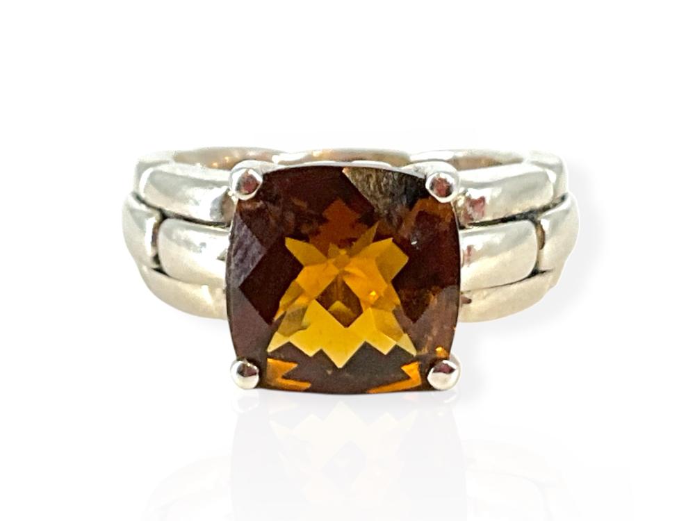 925 Sterling Silver and Citrine Ring Size 6