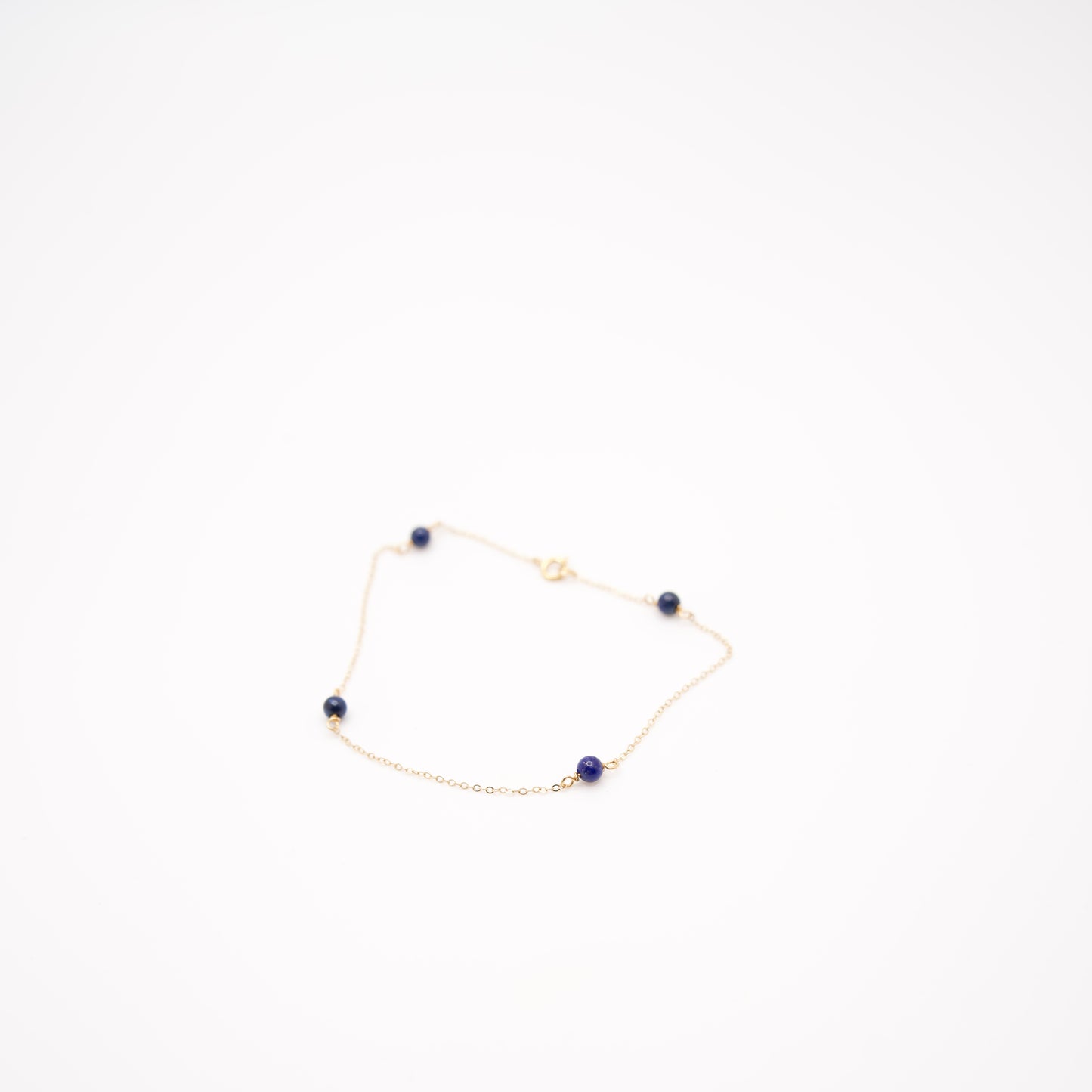 Dainty 14K Yellow Gold Blue Enamel Bead Bracelet