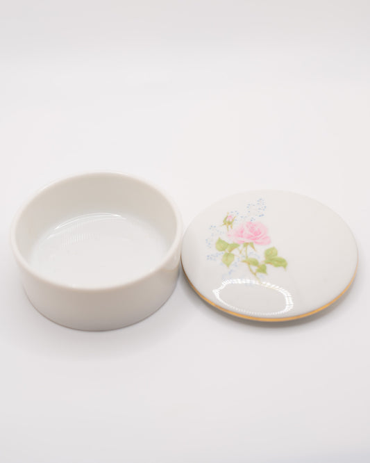 Vintage Porcelain Rose Trinket Box