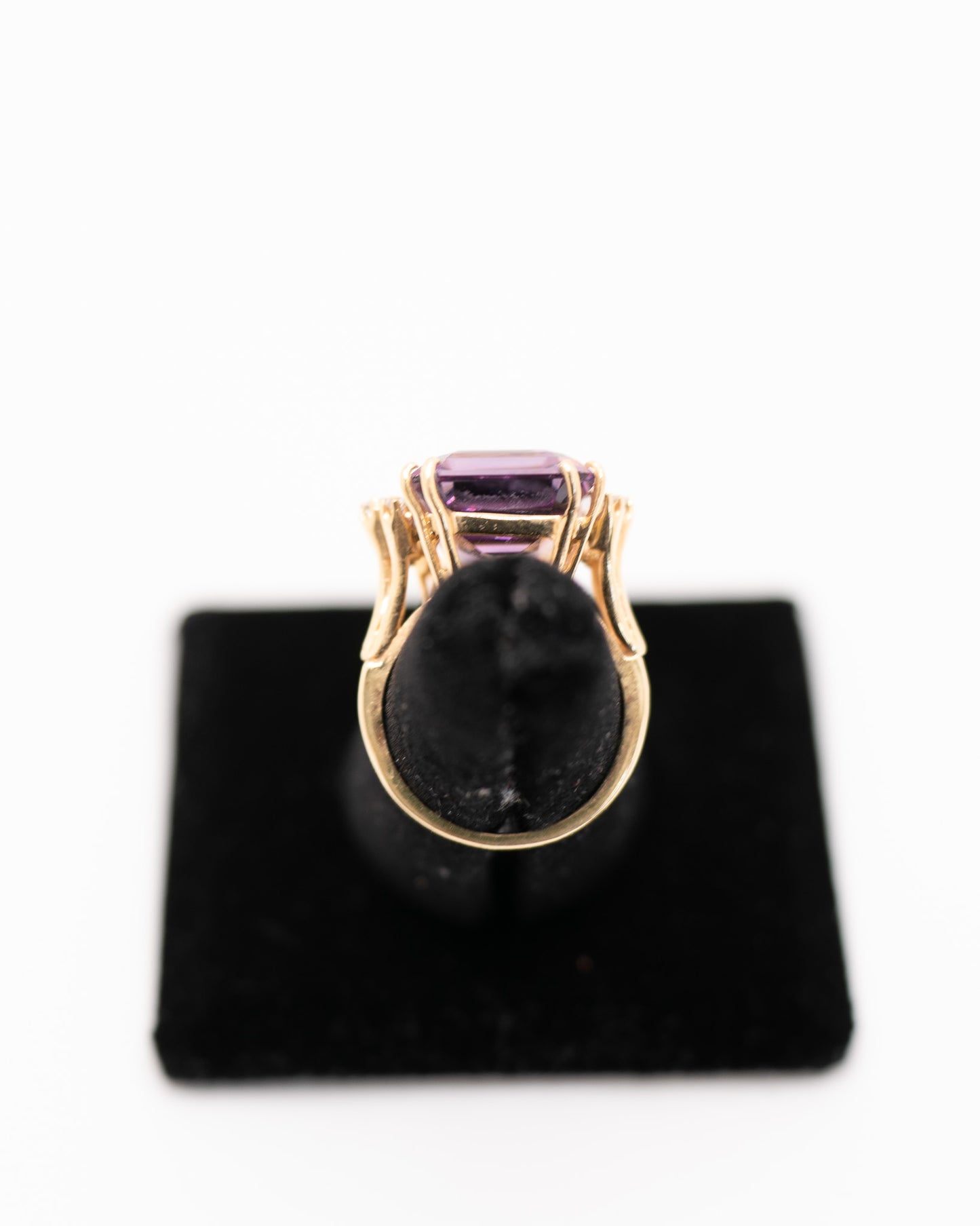 14k Huge Amethyst and Diamond Vintage Cocktail Ring