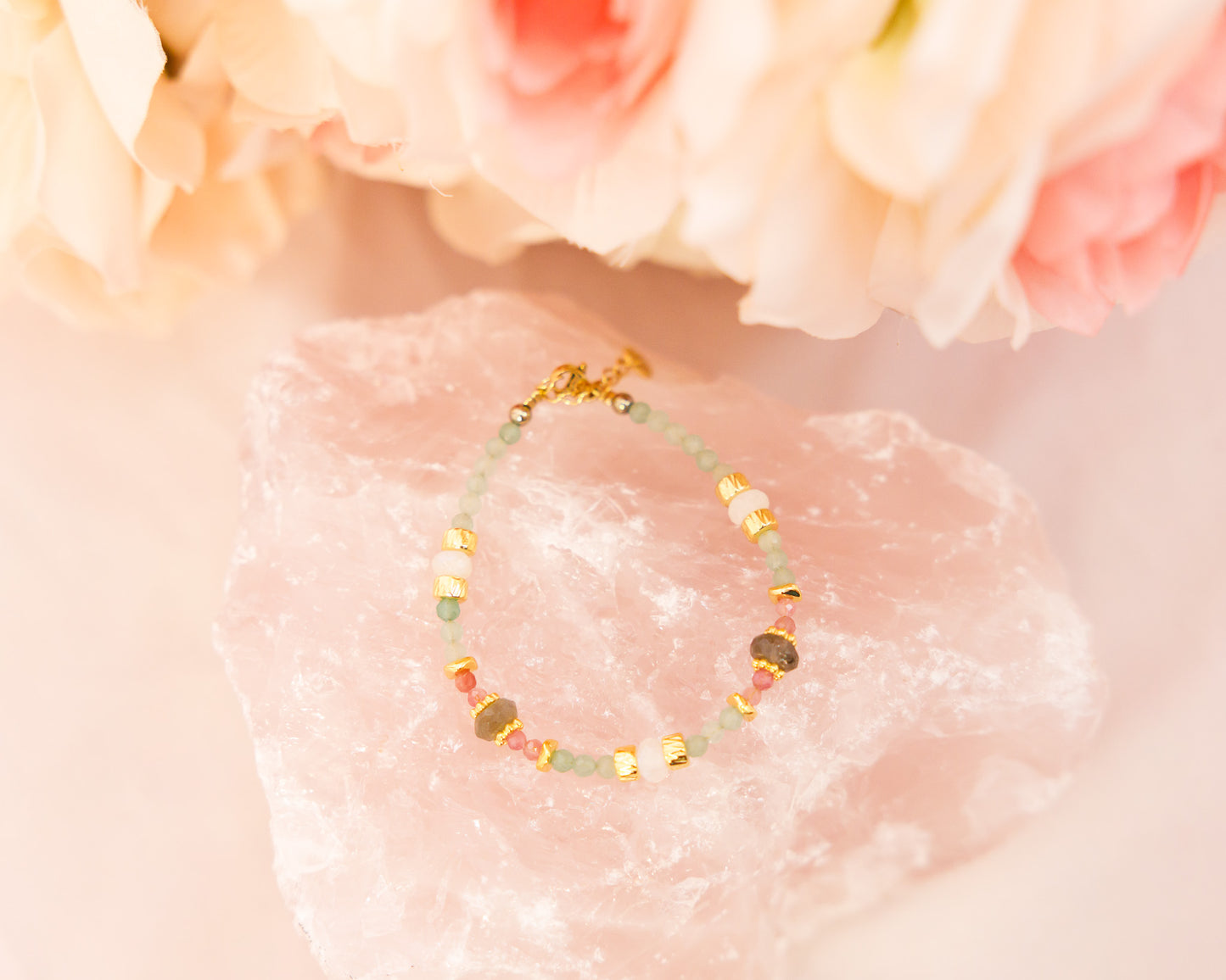 The Felicity - Pink Turmaline, Aventurine, and Labradorite Gemstone Bracelet