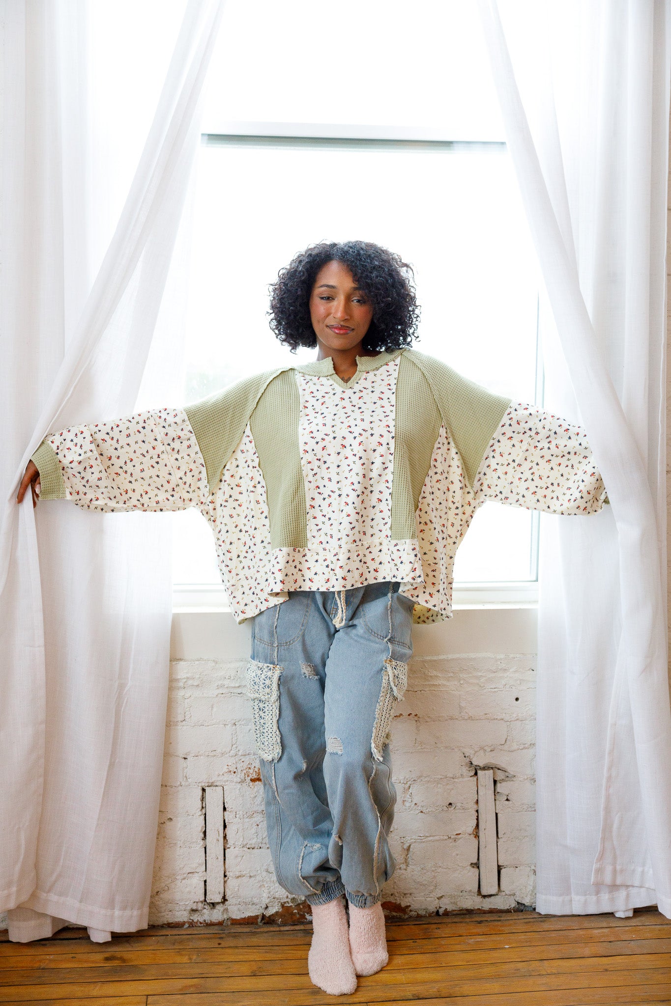 Long Sleeve Floral Print Top