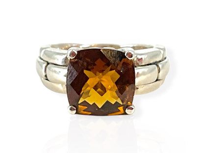 925 Sterling Silver and Citrine Ring Size 6