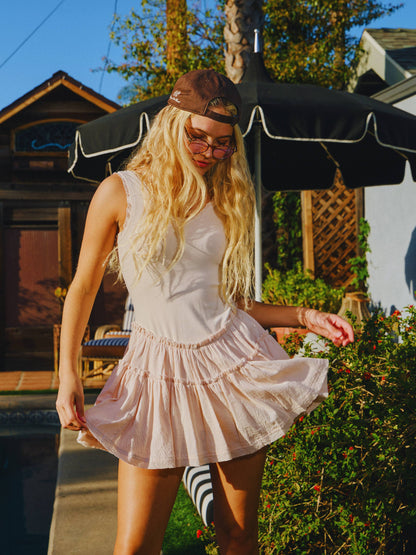 Romantic Solid Knit Mini Dress