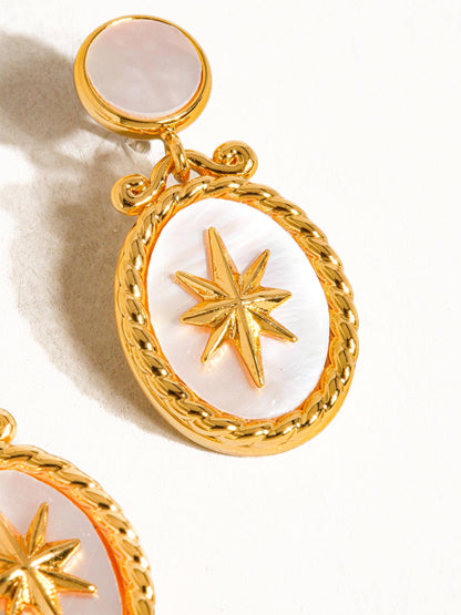 Feminine Vintage Star 18K Gold Plated Shell Earrings