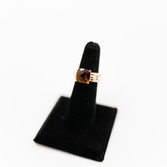 925 Sterling Silver and Citrine Ring Size 6