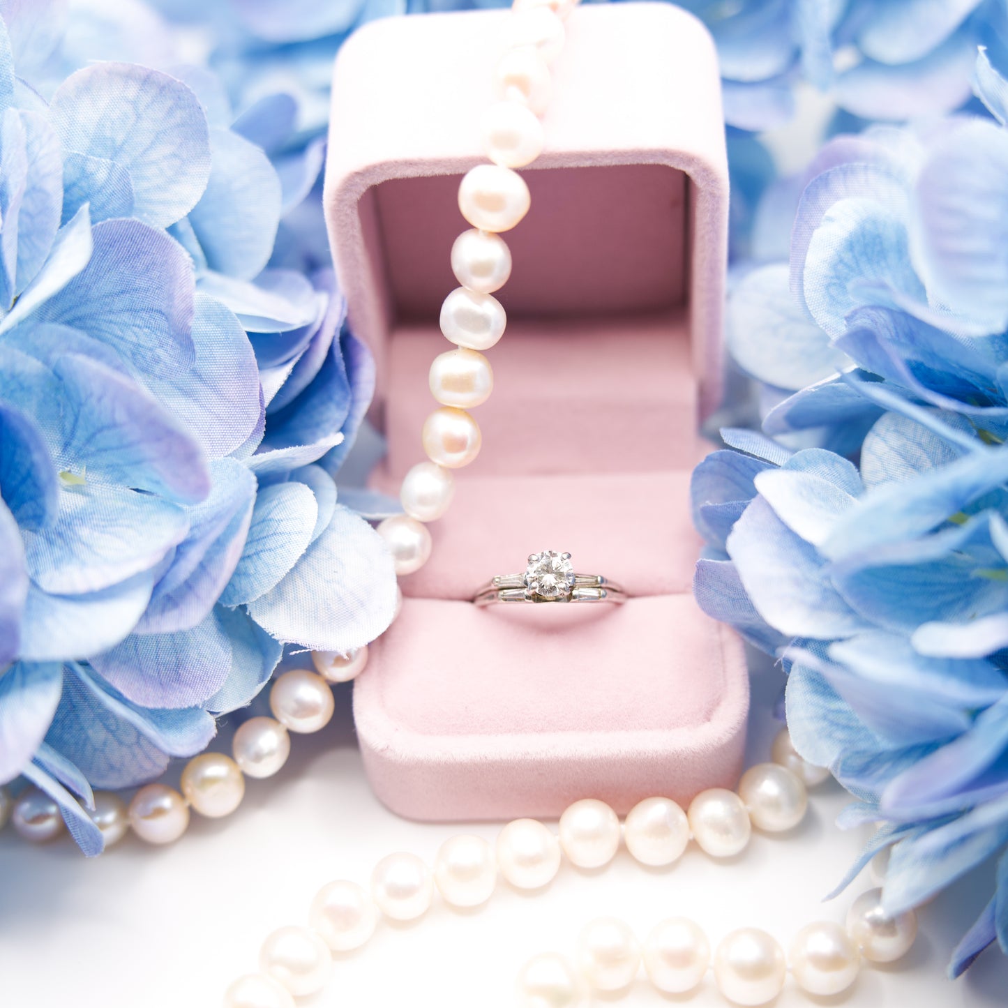 Vintage Diamond Wedding Set – 14k White Gold – 1.15ctw