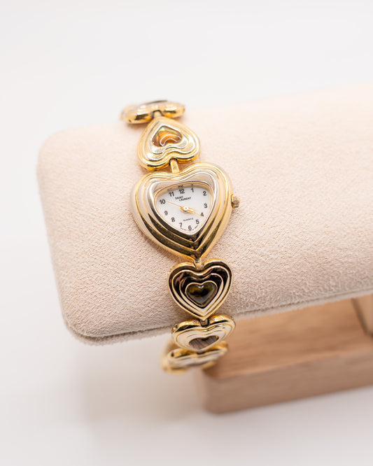 Vintage Saint Laurent Co Gold Heart Shape Watch