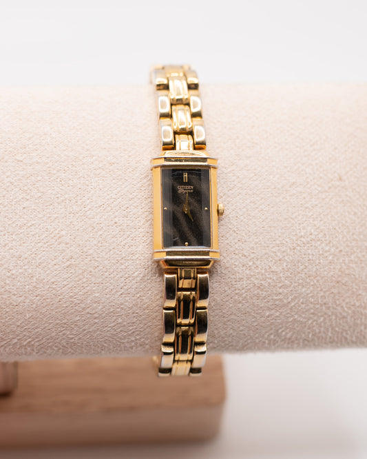 Vintage Citizen Elegance Watch Women Gold Tone Rectangle
