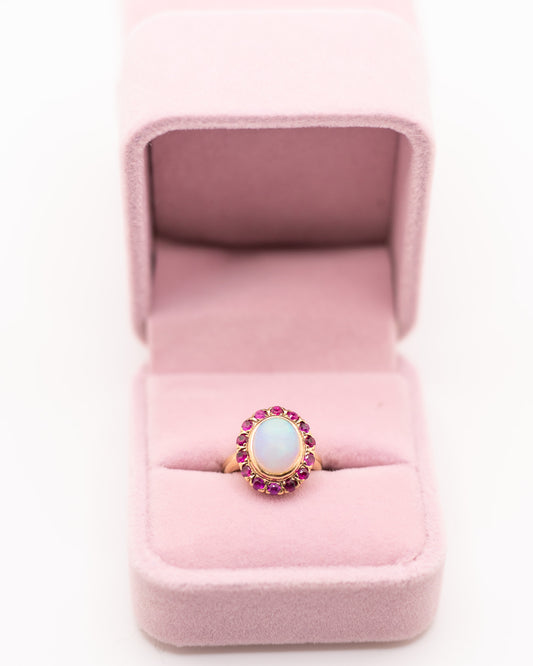 Opal & Ruby 10K Pinky Ring