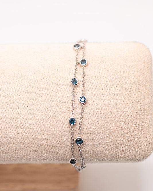 10K Double Strand London Blue Topaz Bracelet