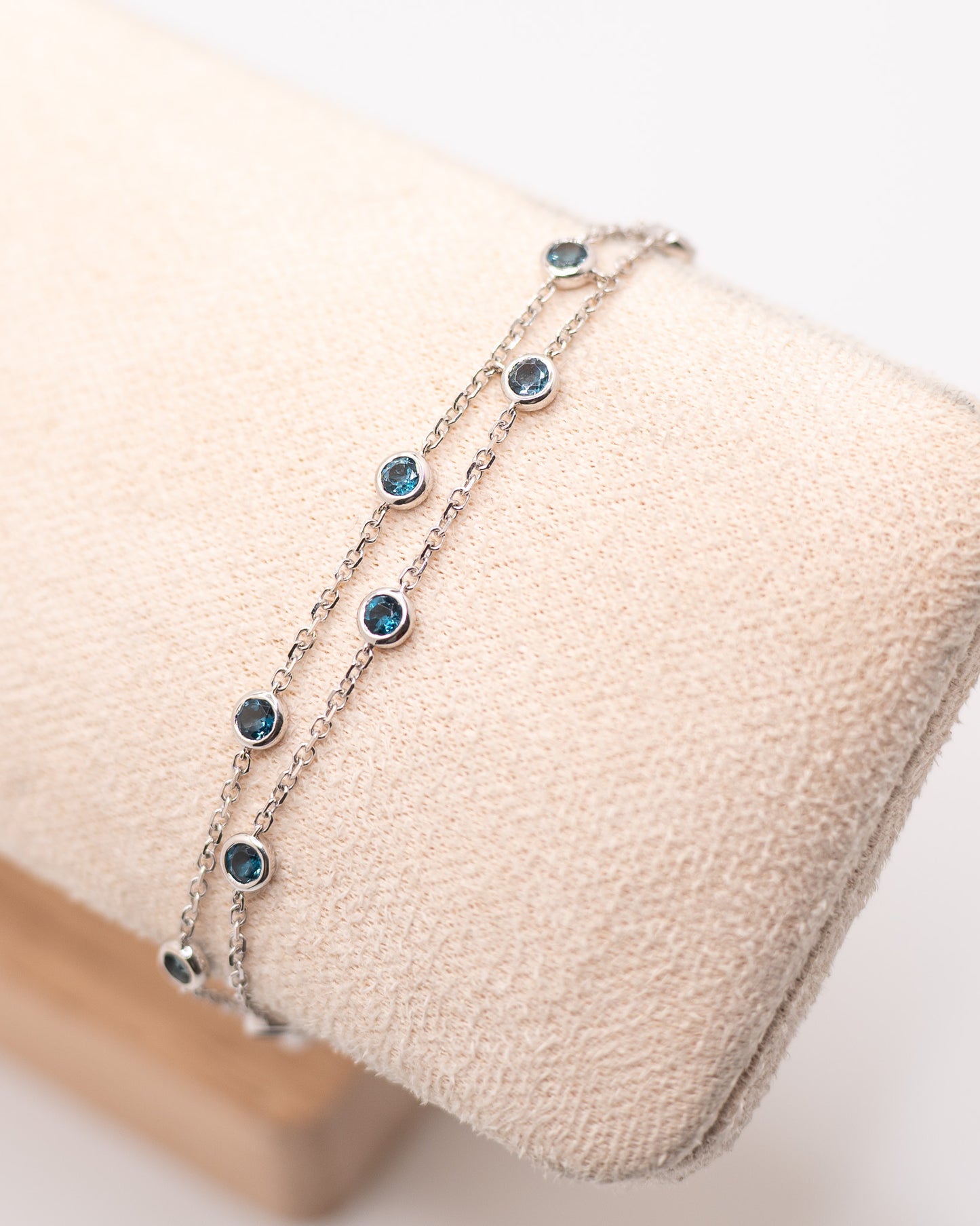 10K Double Strand London Blue Topaz Bracelet