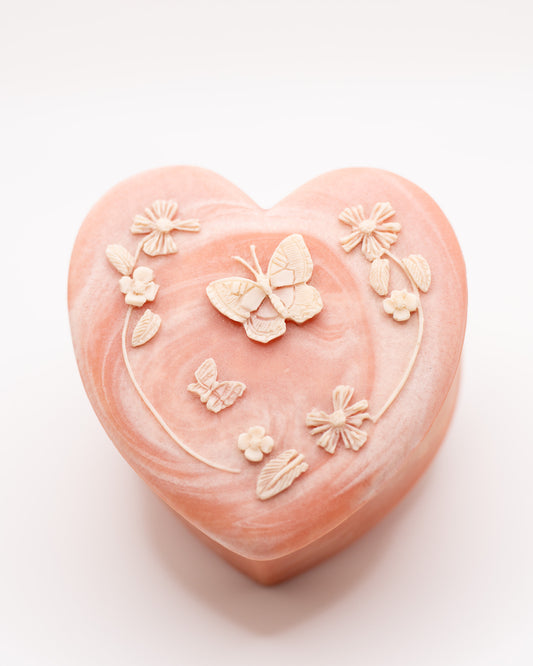 Vintage Design Gifts Intern'l Heart Jewelry Trinket Box Incolay Stone Pastel Pink Color