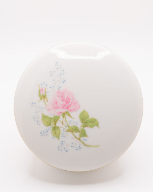 Vintage Porcelain Rose Trinket Box