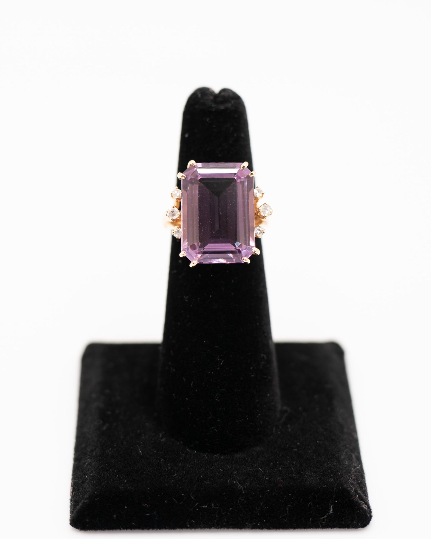 14k Huge Amethyst and Diamond Vintage Cocktail Ring
