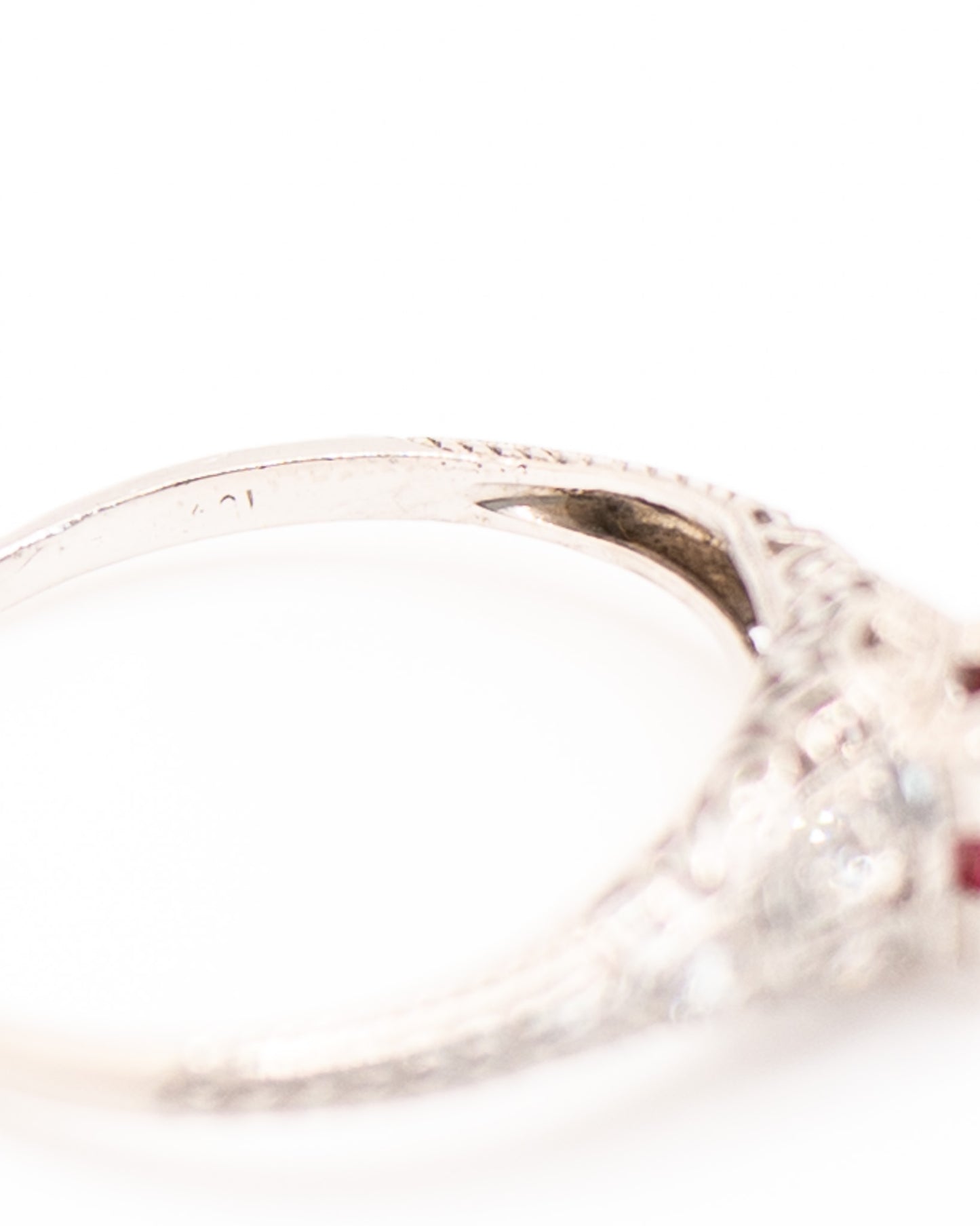 Art Deco Platinum Ring With Ruby And Diamond Gemstones - Unique Engagement Ring