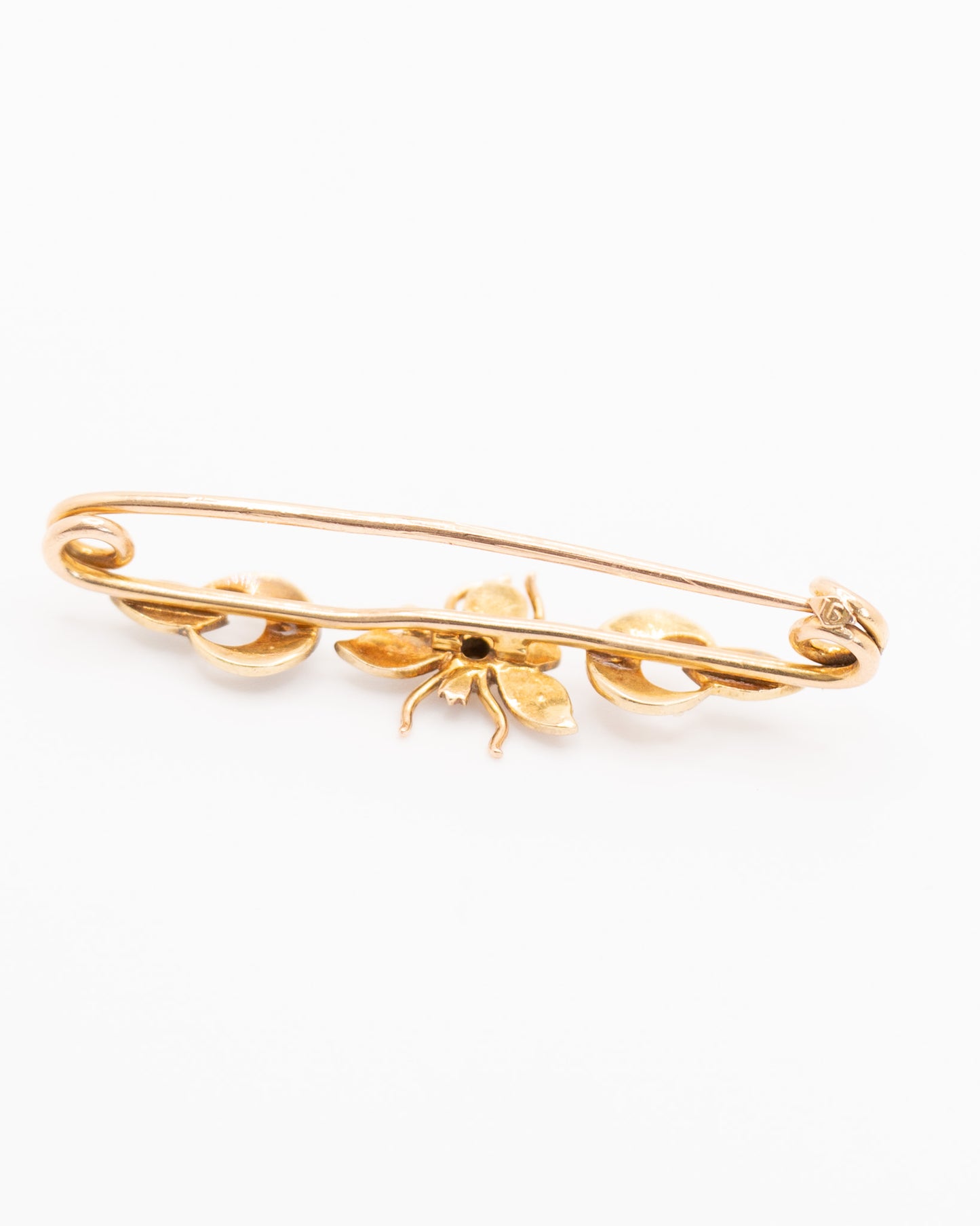 Art Nouveau Antique 16k Bee Brooch with Seed Pearls and Diamond