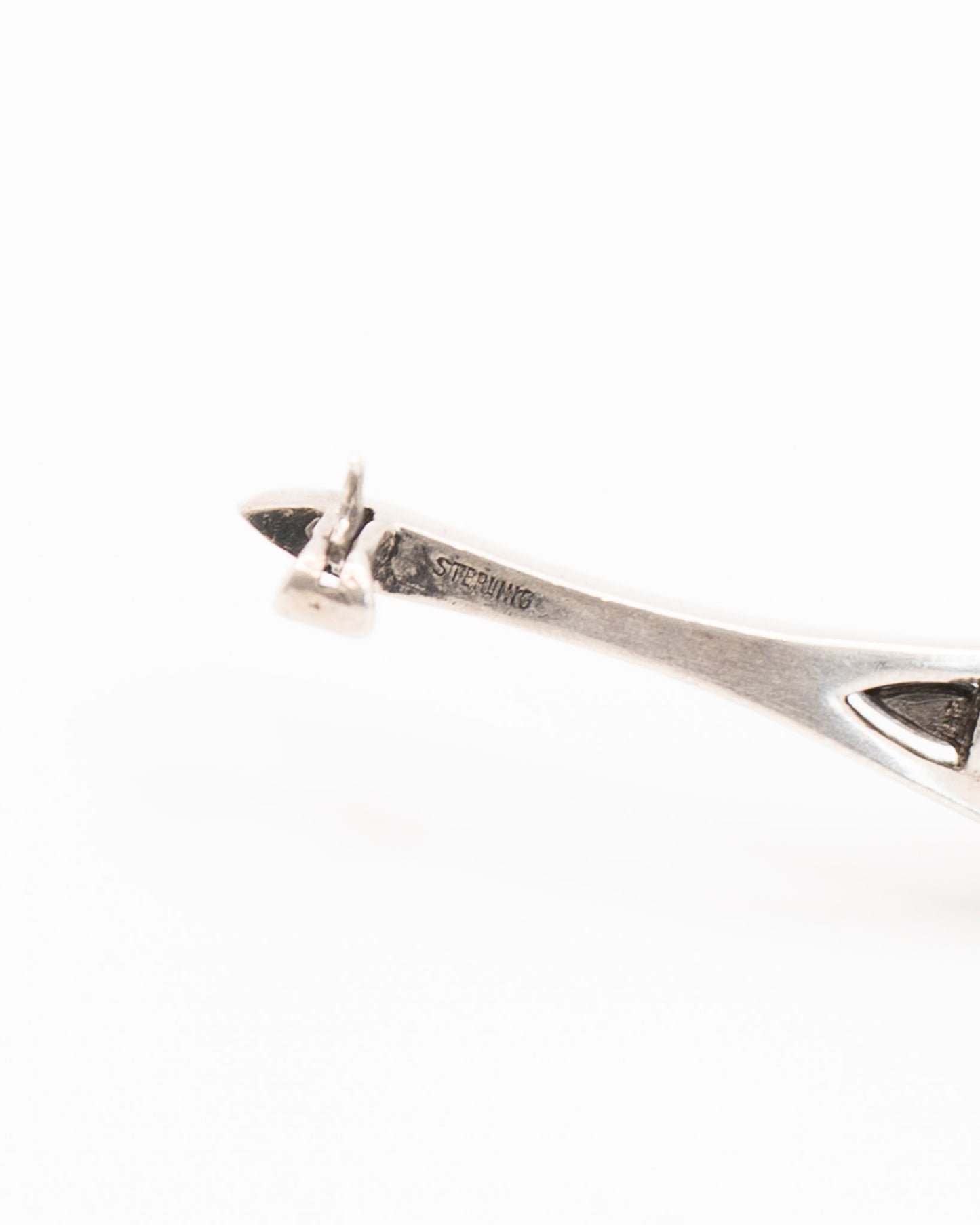 Antique Victorian Sterling Silver Bar Brooch with Blue Stone Accent