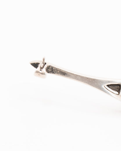 Antique Victorian Sterling Silver Bar Brooch with Blue Stone Accent