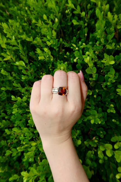 925 Sterling Silver and Citrine Ring Size 6