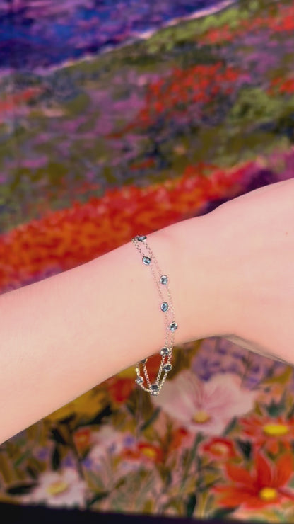 10K Double Strand London Blue Topaz Bracelet